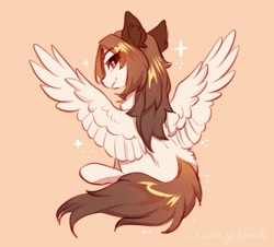 Size: 1125x1017 | Tagged: safe, artist:swaybat, derpibooru import, oc, oc only, pegasus, pony, lidded eyes, looking at you, looking back, solo, sparkles, spread wings, wings