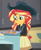 Size: 357x440 | Tagged: safe, derpibooru import, screencap, sunset shimmer, dance magic, equestria girls, spoiler:eqg specials, apple fritter (food), clothes, cropped, cute, food, shimmerbetes, shirt, skirt, stetson, summerbetes