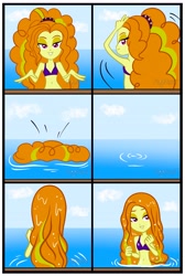 Size: 3561x5289 | Tagged: safe, artist:floonasif, derpibooru import, adagio dazzle, equestria girls, belly button, bikini, clothes, delicious flat chest, flatdagio dazzle, midriff, ocean, small breasts, swimsuit, wet hair