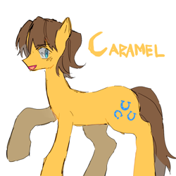 Size: 1024x1024 | Tagged: safe, artist:t-0-rtured, derpibooru import, caramel, earth pony, pony, doodle, looking at you, smiling, solo