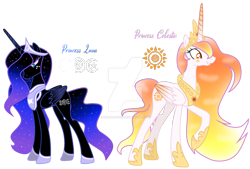 Size: 1280x867 | Tagged: safe, artist:hate-love12, derpibooru import, princess celestia, princess luna, pony, alternate design, simple background, transparent background