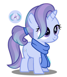 Size: 1024x1192 | Tagged: safe, artist:amicasecretuwu, derpibooru import, oc, oc only, pony, unicorn, clothes, female, filly, magical lesbian spawn, offspring, parent:starlight glimmer, parent:trixie, parents:startrix, scarf, simple background, solo, transparent background