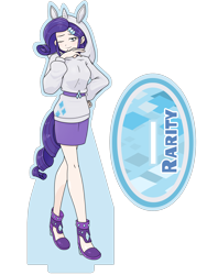 Size: 1668x2224 | Tagged: safe, alternate version, artist:batipin, derpibooru import, part of a set, rarity, equestria girls, clothes, female, hoodie, human coloration, one eye closed, simple background, solo, transparent background, wink