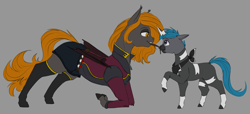 Size: 4400x2000 | Tagged: safe, artist:stray prey, derpibooru import, oc, oc:flare, oc:lucent, bat pony, pony, unicorn, bandana, bat wings, blitzle, bodypaint, clothes, cosplay, costume, cute, female, kneeling, male, mom, mother and child, mother and son, painting, parent and child, pokéball, pokémon, pokémon trainer, size difference, wholesome, wings