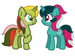 Size: 1024x768 | Tagged: safe, artist:thechocolatesea, derpibooru import, fizzy, mimic (g1), pony, twinkle eyed pony, unicorn, g1, g4, cute, duo, female, fizzybetes, fizzymimic, friends, g1 to g4, generation leap, lesbian, mimicbetes, shipping, simple background, smiling, transparent background, vector