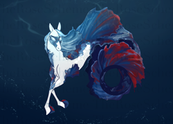 Size: 4433x3175 | Tagged: safe, artist:strawberry-heartrose, derpibooru import, oc, oc only, merpony, seapony (g4), adoptable, auction, blue background, blue eyes, blue mane, bubble, fins, fish tail, flowing mane, flowing tail, simple background, solo, swimming, tail, underwater, water