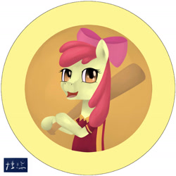 Size: 2010x2010 | Tagged: safe, artist:陳捷瑞, derpibooru import, apple bloom, earth pony, pony, baseball bat, clothes, female, filly, solo