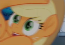 Size: 891x617 | Tagged: safe, edit, screencap, applejack, earth pony, pony, my little pony: the movie, applejack's hat, clothes, cowboy hat, cropped, female, hat, mare, motion blur, rolling, shocked, shocked expression, solo