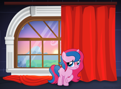 Size: 1200x883 | Tagged: safe, artist:jennieoo, derpibooru import, oc, oc:star sparkle, pony, unicorn, crying, curtains, female, filly, foal, guilty, sad, solo, vector, window