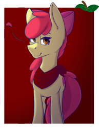 Size: 2975x3850 | Tagged: safe, artist:lula-moonarts, derpibooru import, apple bloom, earth pony, pony, female, filly, looking at you, neckerchief, solo