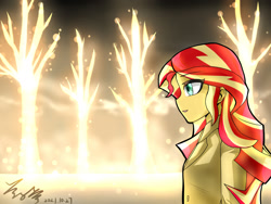 Size: 1600x1200 | Tagged: artist needed, source needed, safe, derpibooru import, sunset shimmer, equestria girls, eye clipping through hair, eyebrows, eyebrows visible through hair, female, open mouth, open smile, smiling, solo