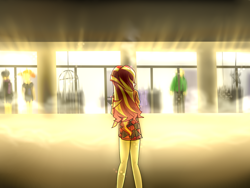 Size: 1600x1200 | Tagged: artist needed, source needed, safe, derpibooru import, sunset shimmer, equestria girls, facing away, female, rear view, solo