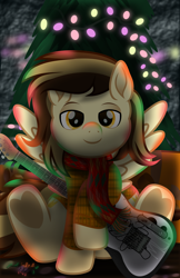 Size: 818x1261 | Tagged: safe, artist:lincolnbrewsterfan, derpibooru exclusive, derpibooru import, oc, oc only, oc:prince whateverer, pegasus, pony, .svg available, brown eyes, brown mane, brown tail, christmas, christmas lights, christmas tree, content, cute, electric guitar, fender telecaster, gift art, gift box, gold, golden eyes, guitar, happy, heart, heart hoof, highlights, holiday, hoof hold, hooves up, iridescence, looking at you, male, merry christmas, missing accessory, movie accurate, musical instrument, musician, nc-tv signature, ocbetes, pegasus oc, pine tree, ponified music artist, present, raised hoof, raised leg, reflection, signature, sitting, smiling, smiling at you, solo, spread wings, stallion, stallion oc, style emulation, svg, tail, telecaster, texture, textured background, tree, two toned mane, two toned tail, underhoof, vector, wall, wings, wooden floor