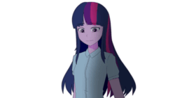 Size: 1280x720 | Tagged: safe, artist:makaryo, derpibooru import, twilight sparkle, equestria girls, animated, anime style, eyebrows, eyebrows visible through hair, female, frame by frame, gif, simple background, solo, walking, white background