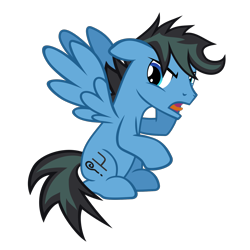 Size: 1594x1594 | Tagged: safe, artist:the smiling pony, derpibooru import, oc, oc only, oc:repentant anon, pegasus, pony, .svg available, 2022 community collab, >:v, blue eyes, derpibooru community collaboration, ears back, folded wings, full body, male, open mouth, pegasus oc, show accurate, simple background, sitting, solo, spread wings, stallion, svg, tail, transparent background, two toned mane, two toned tail, vector, wings