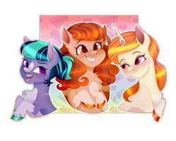 Size: 2000x1596 | Tagged: safe, artist:instantsofia, derpibooru import, oc, oc only, earth pony, pony, unicorn, female, simple background, smiling, transparent background, trio