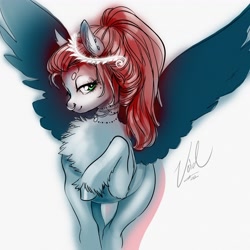 Size: 4096x4096 | Tagged: safe, artist:opalacorn, derpibooru import, oc, oc only, pegasus, pony, beanbrows, chest fluff, eyebrows, jewelry, necklace, nose piercing, nose ring, piercing, ponytail, raised hoof, raised leg, solo