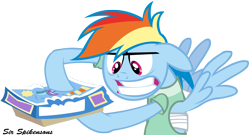 Size: 3000x1623 | Tagged: safe, artist:sirspikensons, derpibooru import, rainbow dash, pegasus, pony, read it and weep, season 2, battlecloud, board game, ears, female, floppy ears, gritted teeth, rainbow dash is best facemaker, simple background, transparent background, vector