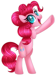 Size: 802x1078 | Tagged: safe, artist:kimmyartmlp, derpibooru import, pinkie pie, earth pony, pony, female, rearing, simple background, solo, transparent background