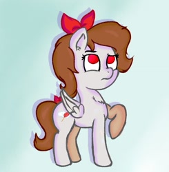 Size: 923x940 | Tagged: artist needed, safe, derpibooru import, oc, oc:whisper hope, pegasus, pony, bow, chest fluff, hair bow, raised hoof, raised leg, simple background, solo