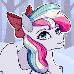 Size: 2000x2000 | Tagged: safe, artist:silverst, derpibooru import, oc, oc only, oc:skysorbet, pegasus, bust, female, mare, simple background, winter