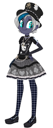 Size: 549x1326 | Tagged: safe, artist:kellysweet1, derpibooru import, oc, oc only, oc:elizabat stormfeather, equestria girls, belt, choker, clothes, equestria girls-ified, evening gloves, female, flats, gloves, goth, hat, jewelry, long gloves, necklace, shirt, shoes, simple background, skirt, socks, solo, spiked choker, stockings, t-shirt, thigh highs, top hat, transparent background