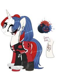 Size: 2299x2603 | Tagged: safe, artist:kellysweet1, derpibooru exclusive, derpibooru import, oc, oc only, oc:side-splitter, pony, unicorn, bodysuit, boots, clothes, corset, ear piercing, earring, eyeshadow, female, gloves, grin, jewelry, makeup, mare, piercing, pigtails, running makeup, shoes, simple background, smiling, solo, tattoo, transparent background, twintails