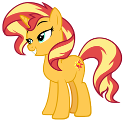 Size: 9205x9018 | Tagged: safe, artist:andoanimalia, derpibooru import, sunset shimmer, pony, unicorn, better together, equestria girls, forgotten friendship, absurd resolution, female, grin, lidded eyes, mare, simple background, smiling, solo, transparent background, vector