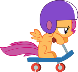 Size: 2547x2354 | Tagged: safe, artist:jeosadn, derpibooru import, scootaloo, pegasus, pony, season 1, the cutie mark chronicles, female, filly, foal, helmet, high res, scooter, simple background, transparent background, vector