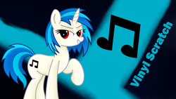 Size: 3840x2160 | Tagged: safe, artist:rainbowšpekgs, derpibooru import, dj pon-3, vinyl scratch, pony, unicorn, cutie mark, female, mare, smiling, solo, standing, text, wallpaper