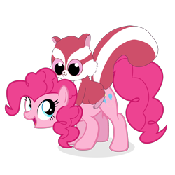 Size: 2000x2000 | Tagged: safe, artist:candy meow, derpibooru import, pinkie pie, earth pony, pony, squirrel, chewoo, crossover, female, mare, simple background, smiling, transparent background, yoohoo & friends