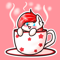 Size: 1000x1000 | Tagged: safe, artist:apoloclaus, derpibooru import, oc, oc only, oc:making amends, pony, chibi, commission, cup, cup of pony, micro, solo, teacup, ych result