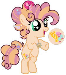 Size: 1128x1265 | Tagged: safe, artist:xxlightning-chaserxx, derpibooru import, pinkie pie, oc, oc:candy cheese, earth pony, pony, base used, bipedal, female, filly, foal, micro, offspring, parent:cheese sandwich, parent:pinkie pie, parents:cheesepie, simple background, solo, transparent background