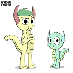 Size: 1140x1138 | Tagged: safe, artist:gradiusfanatic, derpibooru import, oc, oc only, oc:alex, oc:daniel, dragon, 2022 community collab, derpibooru community collaboration, male, simple background, transparent background