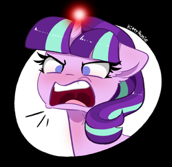 Size: 4496x4384 | Tagged: safe, artist:kittyrosie, derpibooru import, starlight glimmer, pony, unicorn, season 5, the cutie map, angry, cross-popping veins, female, glowing, glowing horn, horn, mare, open mouth, quiet, s5 starlight, solo, uvula