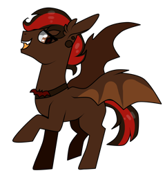 Size: 1630x1702 | Tagged: safe, artist:kaikururu, derpibooru import, oc, oc only, bat pony, pony, bat pony oc, bat wings, ear piercing, male, open mouth, piercing, raised hoof, raised leg, simple background, smiling, solo, stallion, transparent background, wings