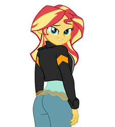 Size: 1840x2037 | Tagged: safe, artist:gmaplay, derpibooru import, sunset shimmer, equestria girls, ass, bedroom eyes, bunset shimmer, butt, seductive, seductive look, seductive pose, simple background, solo, transparent background