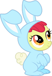 Size: 1786x2617 | Tagged: safe, artist:sollace, derpibooru exclusive, derpibooru import, apple bloom, earth pony, pony, family appreciation day, season 2, .svg available, adorabloom, animal costume, applebetes, bunny costume, clothes, costume, cute, female, filly, foal, full body, high res, orange eyes, show accurate, simple background, sitting, smiling, solo, svg, transparent background, vector