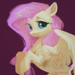 Size: 1482x1481 | Tagged: safe, artist:paipaishuaige, derpibooru import, fluttershy, pegasus, pony, crying, female, looking at you, meta, sad, simple background, solo, twitter