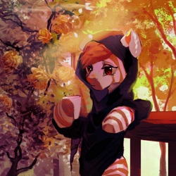 Size: 2048x2048 | Tagged: safe, artist:tingsan, derpibooru import, oc, oc only, zebra, clothes, hoodie, solo, tree, zebra oc