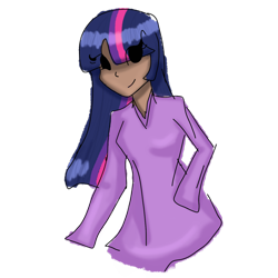 Size: 2500x2500 | Tagged: safe, artist:naturajellyfish, derpibooru import, twilight sparkle, human, dark skin, doodle, eye clipping through hair, female, high res, humanized, looking at you, png, simple background, smiling, smiling at you, solo, transparent background