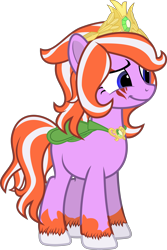 Size: 3414x5107 | Tagged: safe, artist:frownfactory, derpibooru import, earth pony, pony, :t, absurd resolution, blue eyes, cape, clothes, crown, face tattoo, female, filly (dracco), filly (filly funtasia), full body, jewelry, lynn, mare, regalia, show accurate, simple background, smiling, solo, standing, tail, tattoo, three quarter view, transparent background, two toned mane, two toned tail, vector, witchy filly (filly funtasia)