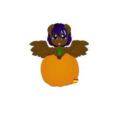 Size: 2000x2000 | Tagged: safe, derpibooru import, oc, oc only, oc:static dust, pegasus, :p, chibi, pumpkin, simple background, solo, tongue, tongue out, transparent background