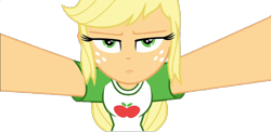 Size: 1114x545 | Tagged: safe, derpibooru import, edit, edited screencap, screencap, applejack, better together, camping must-haves, equestria girls, annoyed, applejacked, background removed, freckles, muscles, simple background, transparent background