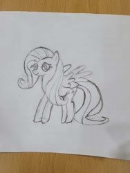 Size: 715x953 | Tagged: safe, derpibooru import, fluttershy, pegasus, pencil drawing, solo, traditional art