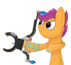 Size: 1750x1600 | Tagged: safe, artist:kanw, derpibooru import, scootaloo, pegasus, pony, bow (weapon), lenz, newbie artist training grounds, simple background, solo, transparent background, warframe, weapon