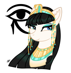 Size: 3196x3295 | Tagged: safe, artist:princessmoonsilver, derpibooru import, oc, oc only, oc:bast, earth pony, pony, ear fluff, ears, egyptian, egyptian pony, female, headdress, mare, simple background, smiling, solo, transparent background