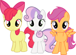 Size: 2888x2077 | Tagged: safe, artist:itchykitchy, derpibooru import, apple bloom, scootaloo, sweetie belle, earth pony, pegasus, pony, unicorn, adorabloom, cute, cutealoo, cutie mark crusaders, diasweetes, female, filly, foal, looking at you, simple background, transparent background, vector