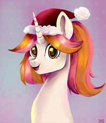 Size: 2501x2901 | Tagged: safe, artist:ske, derpibooru import, oc, oc only, pony, unicorn, commission, commission open, gift art, present, snow, snowflake, solo