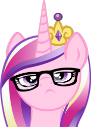 Size: 679x945 | Tagged: safe, artist:sirponylancelot, derpibooru import, princess cadance, pony, 2012, female, frown, glasses, hipster, simple background, solo, transparent background